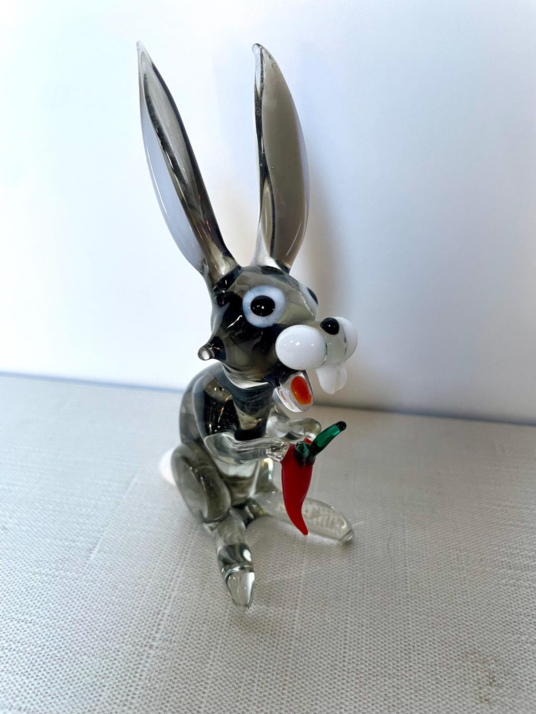 Murano Style Art Glass Rabbit Bunny With Carrot Blown Glass Paperweight ...