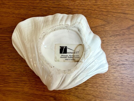 Vintage White Ceramic Double Shell Seashell Dish … - image 8