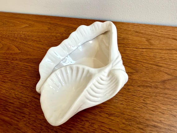 Vintage White Ceramic Double Shell Seashell Dish … - image 3