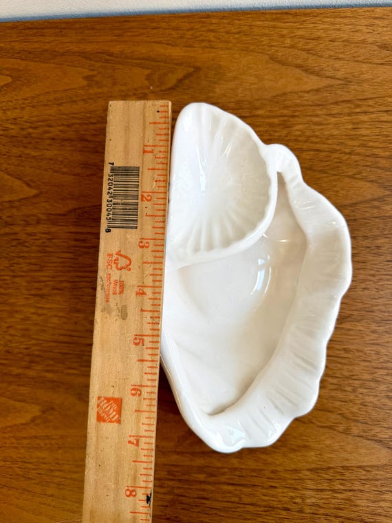 Vintage White Ceramic Double Shell Seashell Dish … - image 10