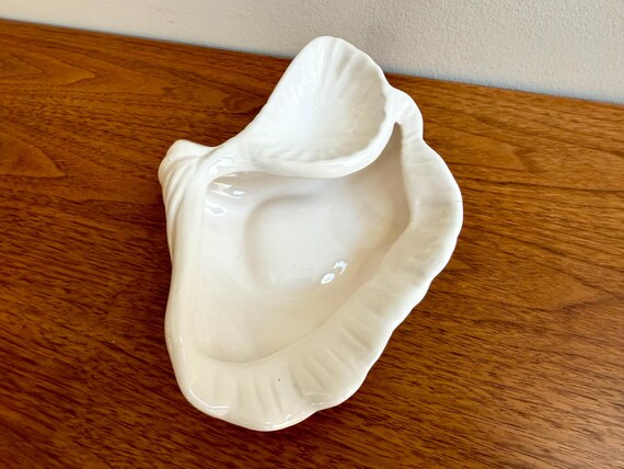 Vintage White Ceramic Double Shell Seashell Dish … - image 6