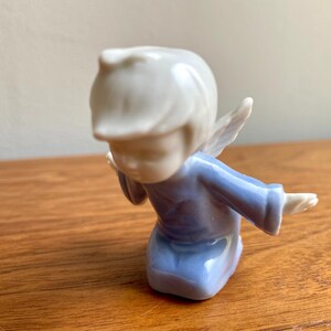 Vintage Miniature Japan Blue White Ceramic Angel