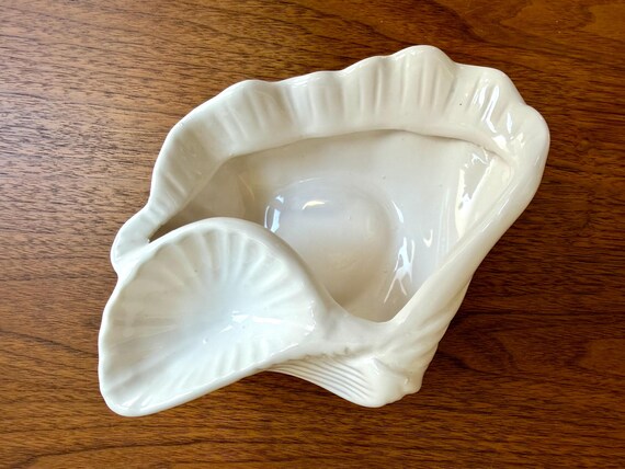 Vintage White Ceramic Double Shell Seashell Dish … - image 4
