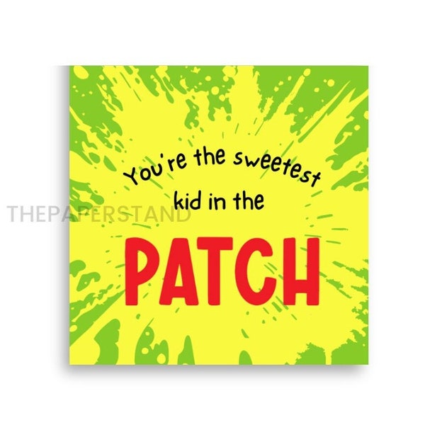 The Sweetest Kid in the Patch Square Cookie Card, Printable Cookie Tag, Cookie Packaging, Cookie Tags, Printable Cookie Tag