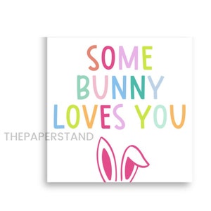 Some Bunny Loves You Pink Printable 2"x 2" Cookie Tag, Easter Cookie Card, Printable Download, Cookie Packaging, Easter Gift Tag