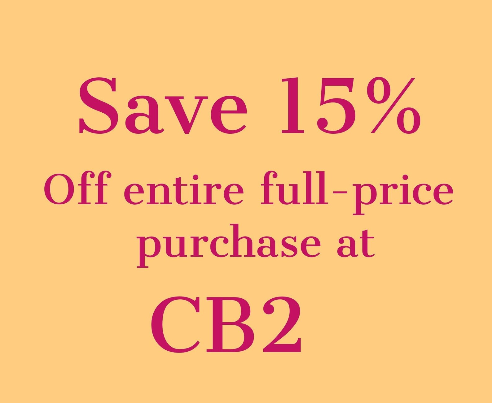 CB2 15% off INSTANT Coupon Entire Regularly Priced Purchase | Etsy