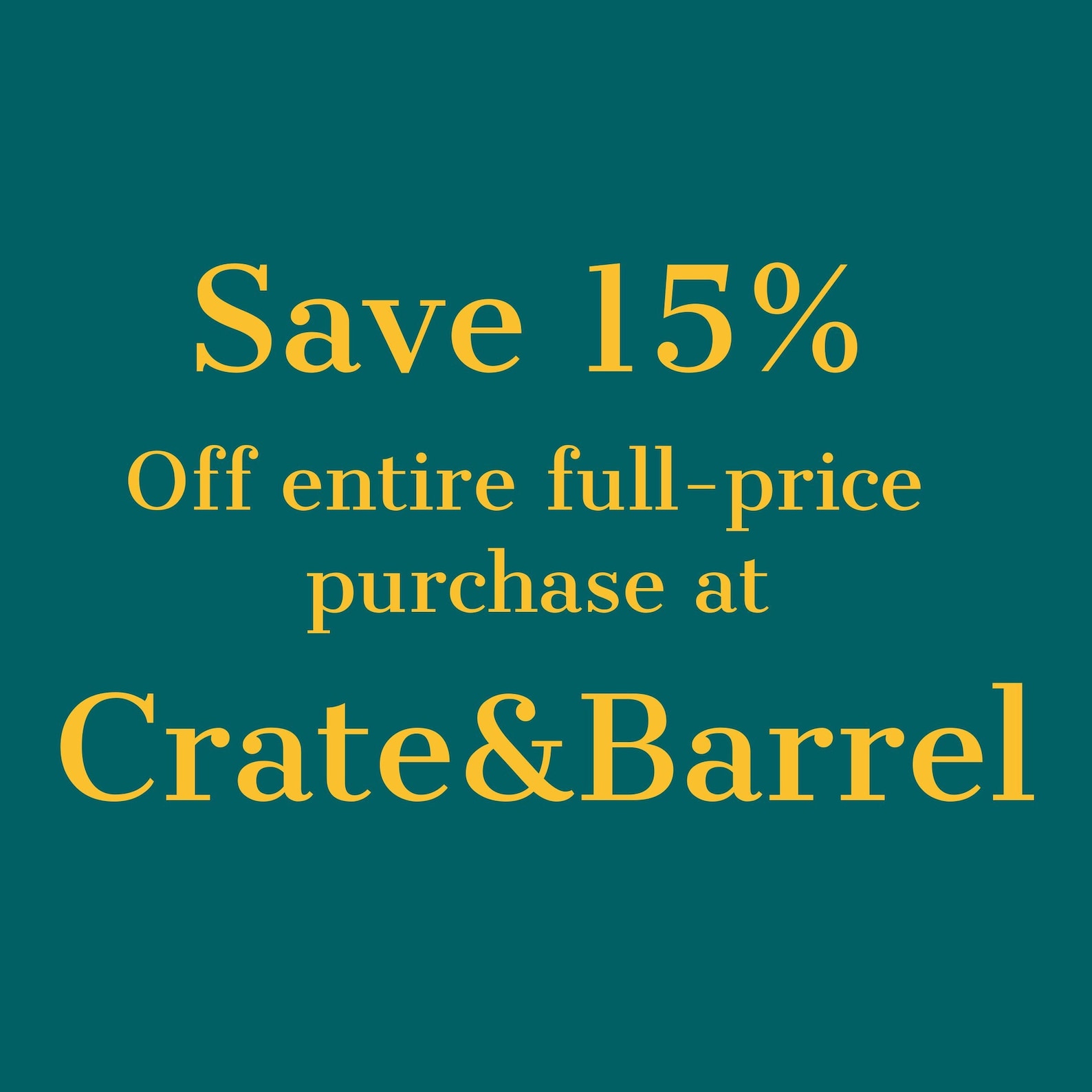 Crate and Barrel 15 off Coupon Entire Regularly Priced Etsy