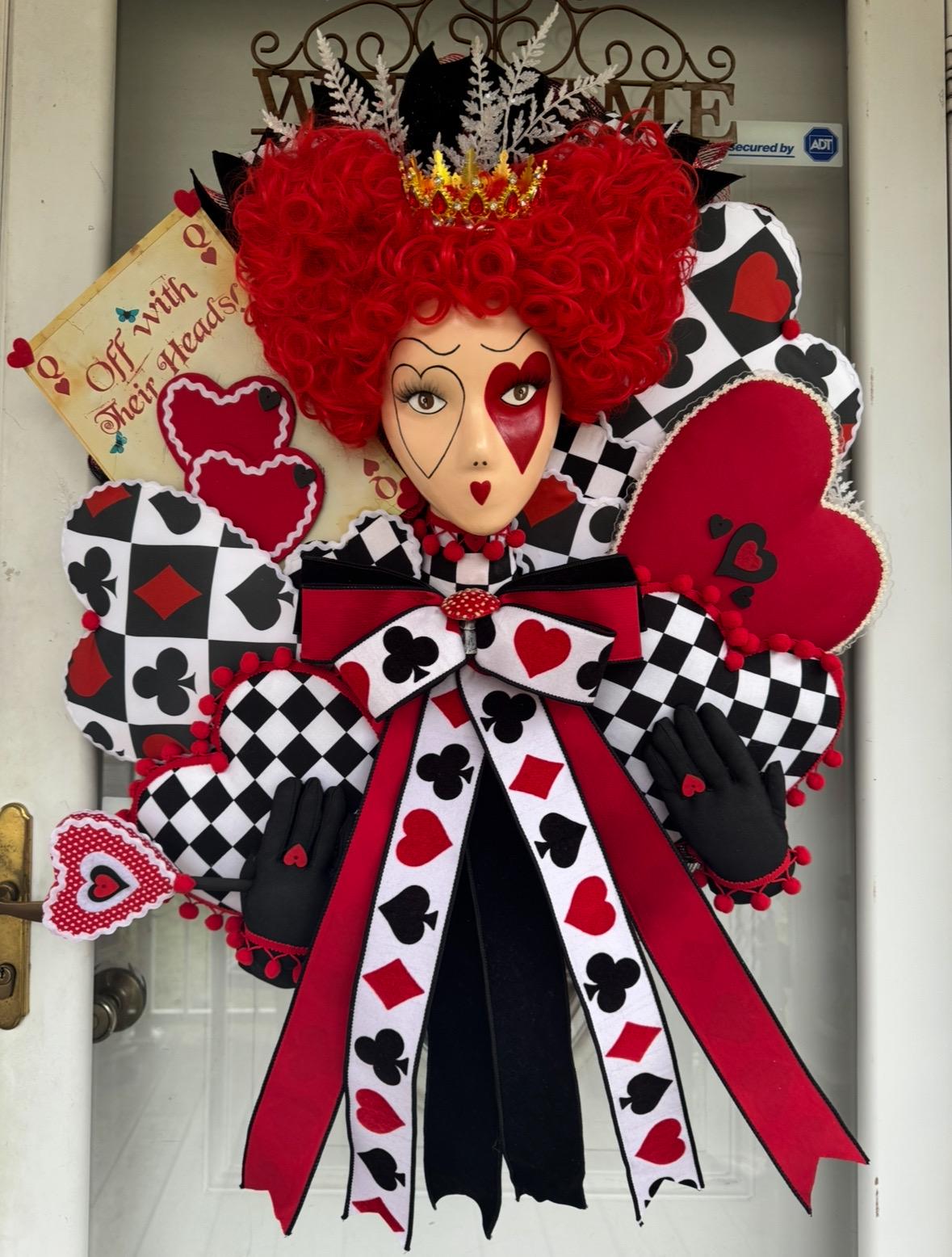 Queen of Hearts,valentines Day Wreath,mannequin Head Wreath,heart