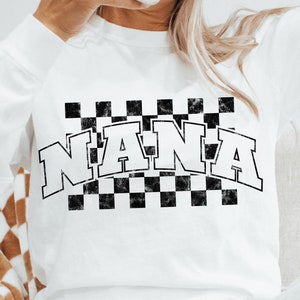 Retro Nana png design for sublimation or DTF, Checkered Nana png design, Varsity retro sublimation design, Commercial free png