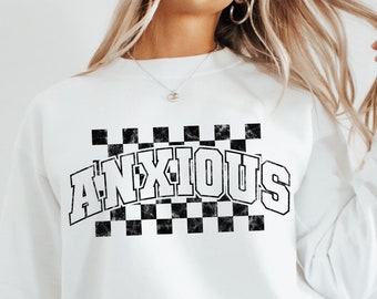 Retro Anxious Checkered PNG Design: Sublimation & DTF (Digital Download)
