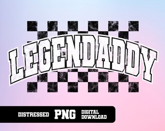 Peut inclure: Graphique blanc vieilli avec le texte "LEGENDADDY" sur un fond à carreaux noir et blanc. Le texte est en gras, avec une police de caractères en blocs. Le graphique est un téléchargement numérique.