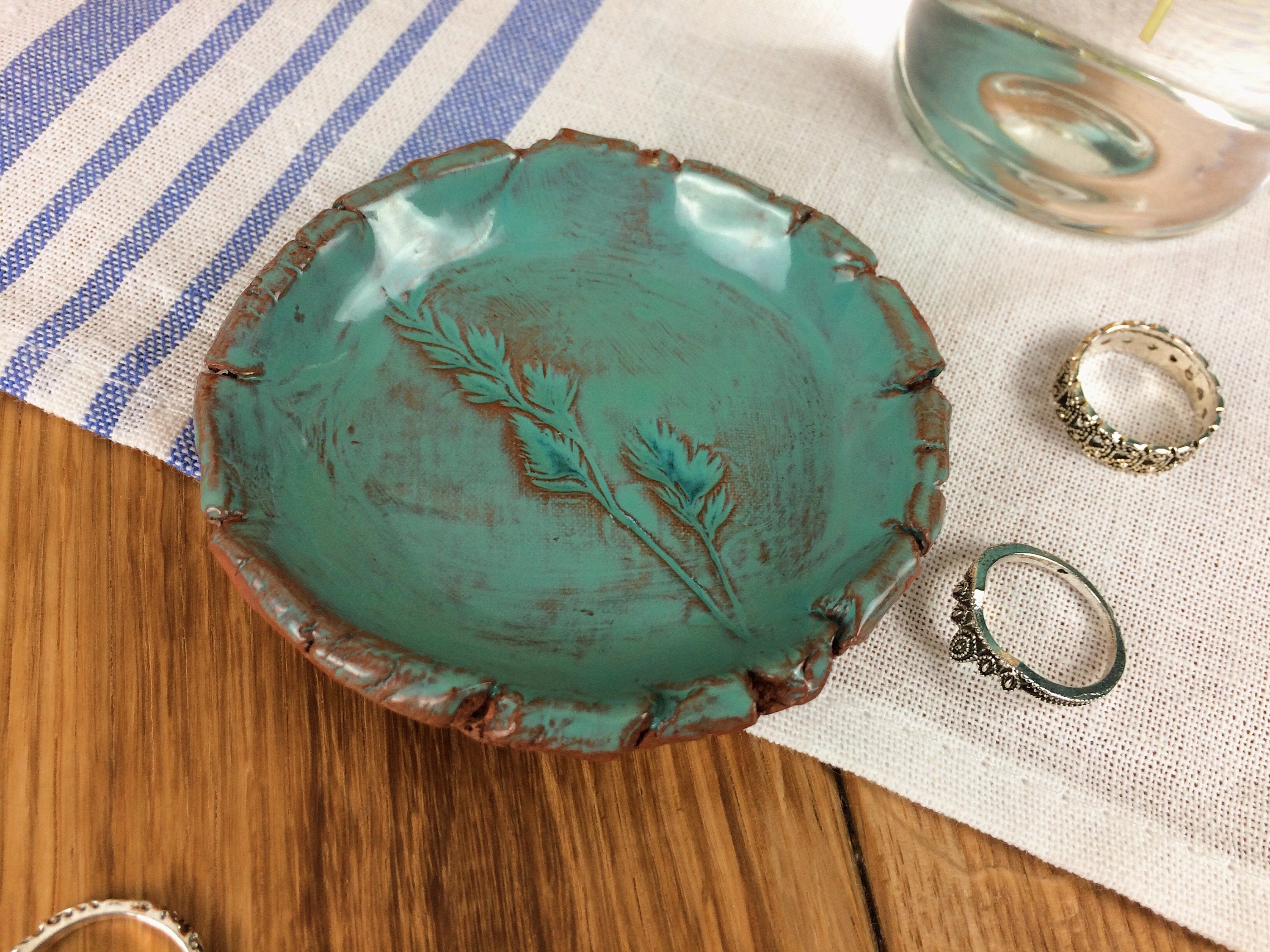Ceramic jewelry plate handmade ring dish by Oko Ceramics Etsy