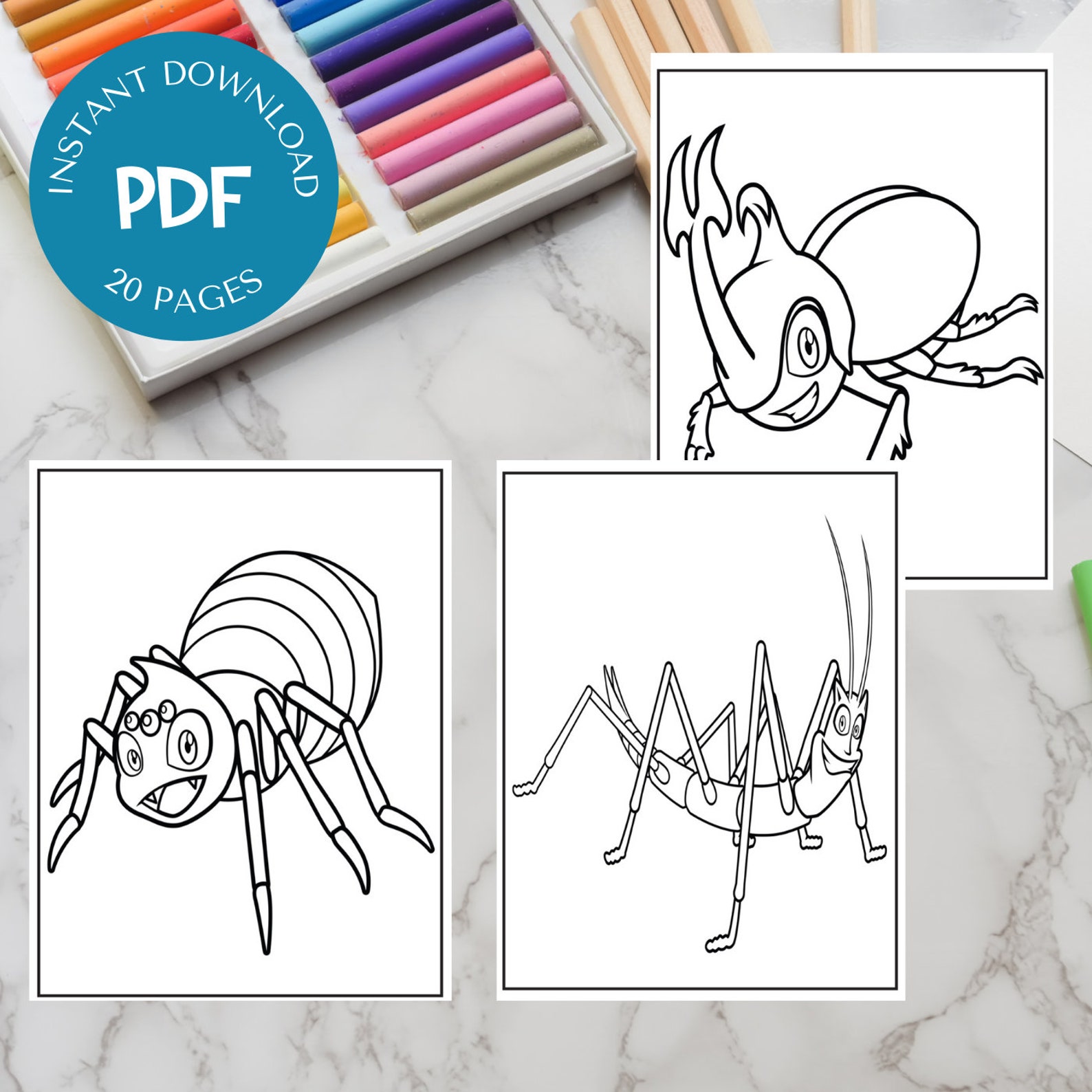Download Insect Coloring Pages 20 Pages to Color Instant Download PDF | Etsy