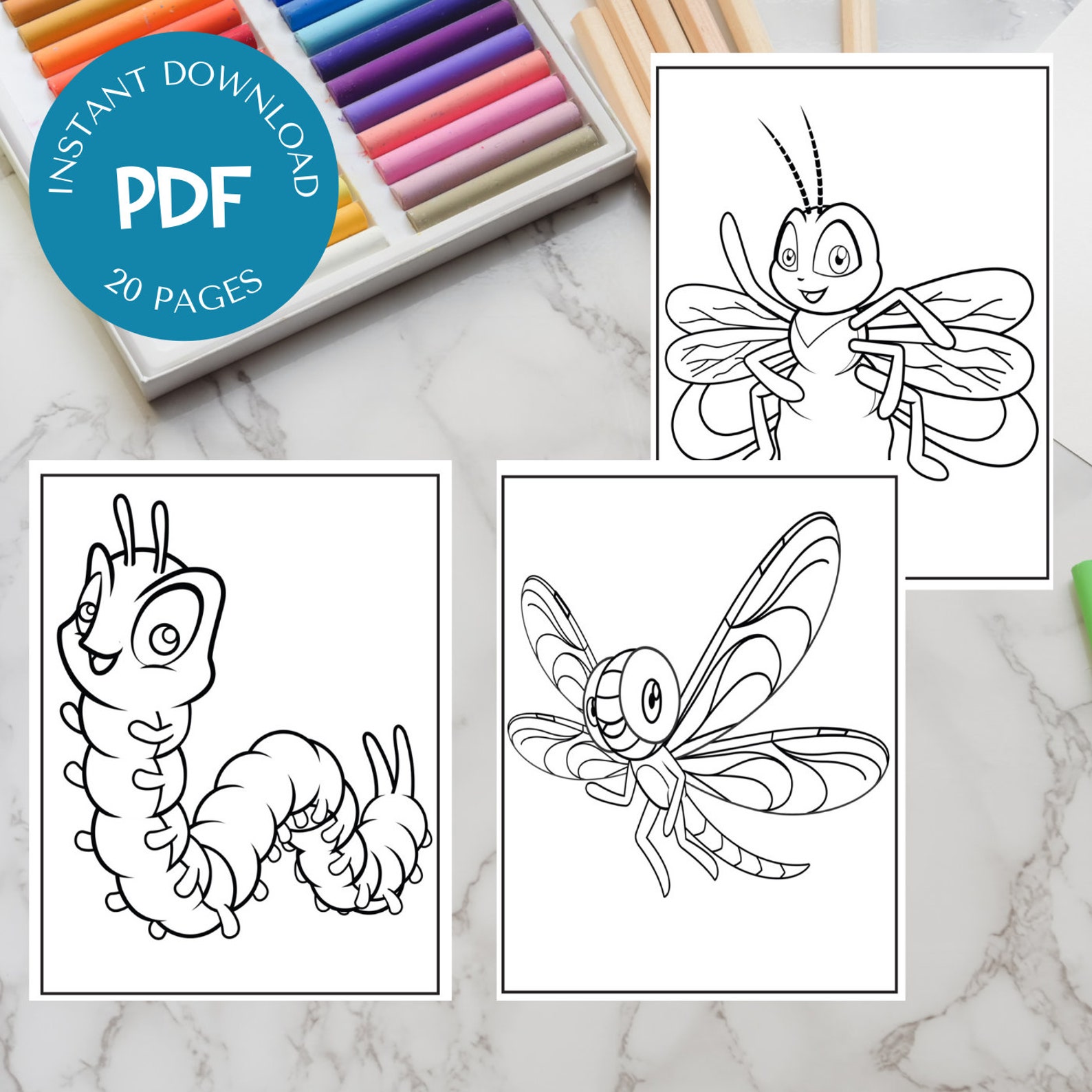 Download Insect Coloring Pages 20 Pages to Color Instant Download PDF | Etsy