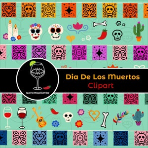 Dia De Los Muertos Clipart | Wine Clipart | Dag Van De Dode Clipart | Mexicaanse Clipart | Direct downloaden