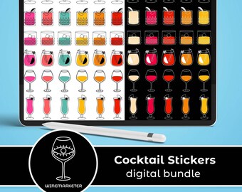 Goodnotes stickers | Planner stickers | Digital Sticker Book | Digital Sticker Pack | Cocktail stickers