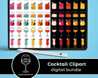 Cocktail Clipart | Clipart Bundle | Alcohol Clipart | Summer Cocktails Clipart | PNG Clipart