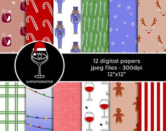 Christmas Nutcracker Digital Paper Pack | Wine Digital Paper | Nutcracker Digital Paper | Christmas Digital Paper | Punch | Gingerman