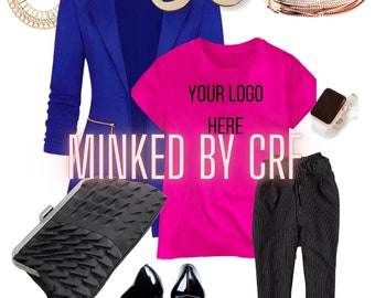 Minked by CRF 3001 Hot Pink Unisex T-shirt Mock Up Women tee mockup Minked mockup Styleboard FlatLay MOCKUP