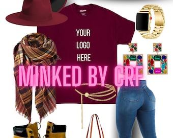 Minked by CRF 3001 Maroon Unisex T-shirt Mock Up Women tee mockup Minked mockup Styleboard FlatLay MOCKUP