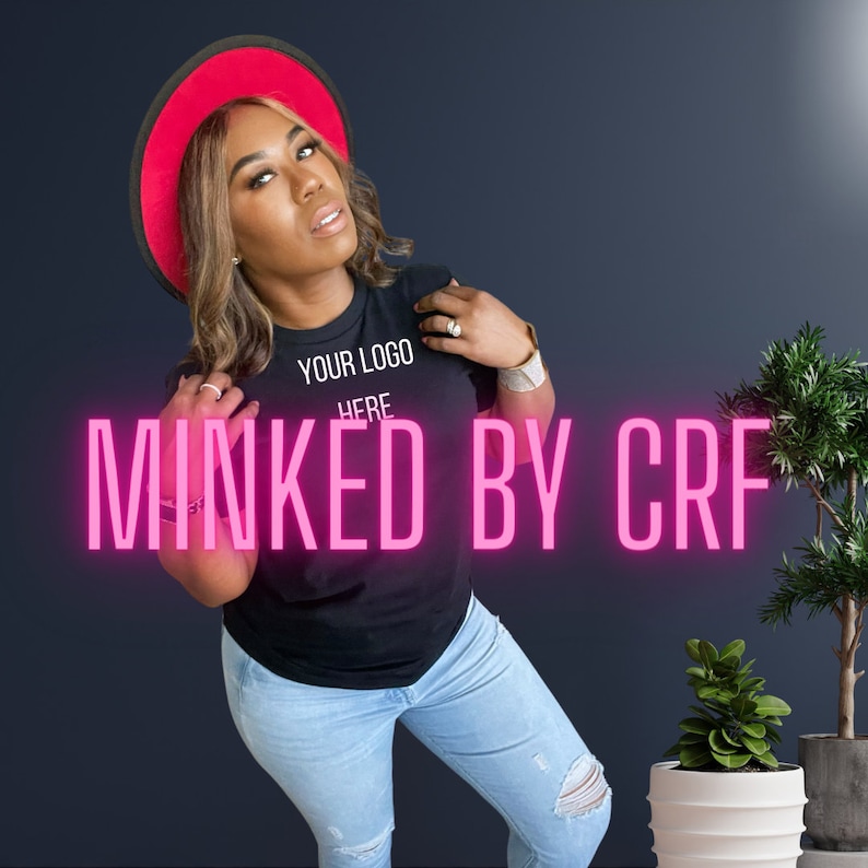 Black Model Mockup, Canvas Mockup, Canvas 3001 Black, Black T-Shirt Model Mock up, Black Woman Mockup, Model Mockup image 1