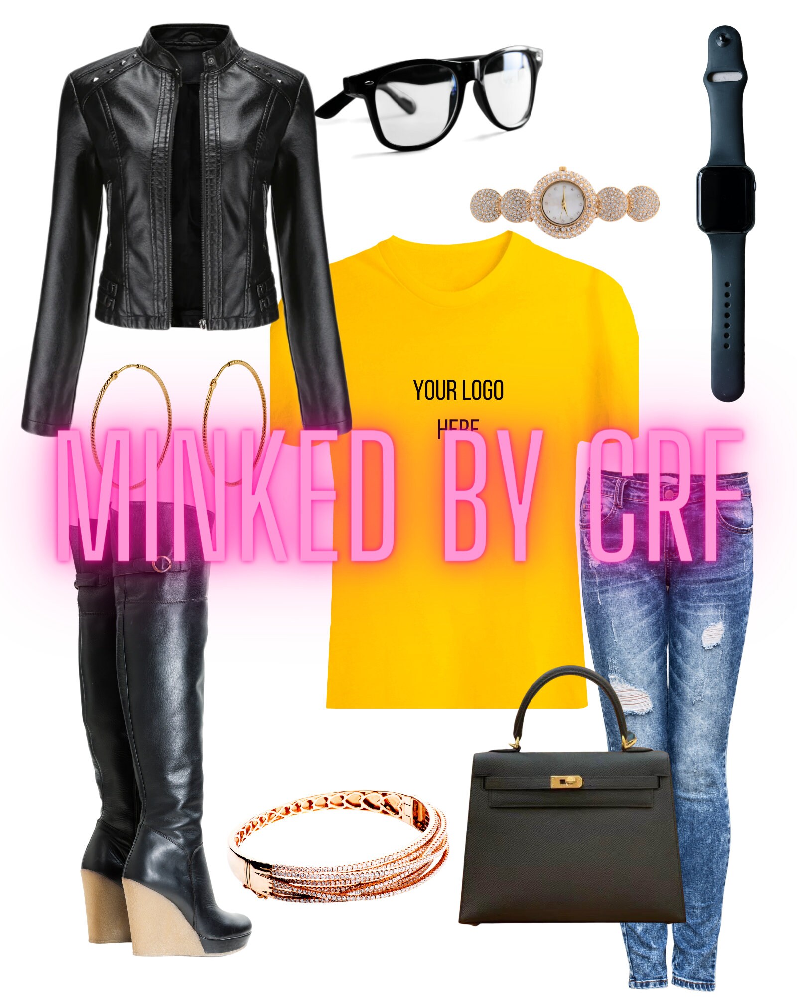 Minked by CRF 3001 Yellow Unisex T-shirt Mock Up Women tee mockup Minked mockup Styleboard FlatLay MOCKUP