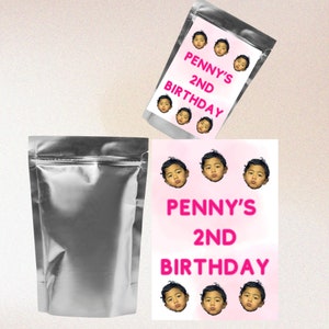 Personalized Birthday Juice Pouch Stickers, Capri Sun Stickers, Printed Party Juice Pouch Labels, Face Cutout and Watercolor Design