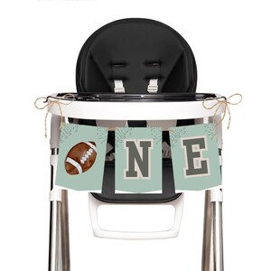 Football-Themed ONE Banner, One High Chair Banner - 1st Birthday Party Decor | Sports-Themed Party Decorations, Football Birthday Banner