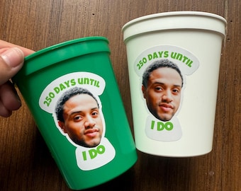 Groom Face Custom Stickers for Cups – Funny Bachelorette Party Décor – Personalized Cup Labels – Bridal Shower or Bach Party Favors