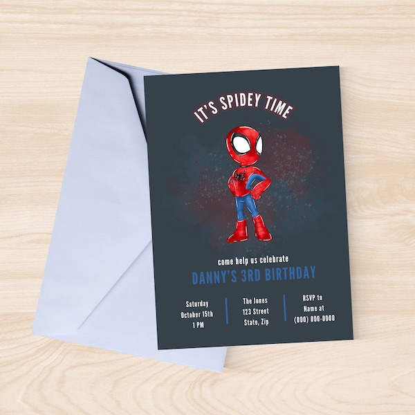 It's Spidey Time Editable Birthday Invitation Template, Printable or Digital Custom Birthday Invite, Spidey and His Amazing Friends