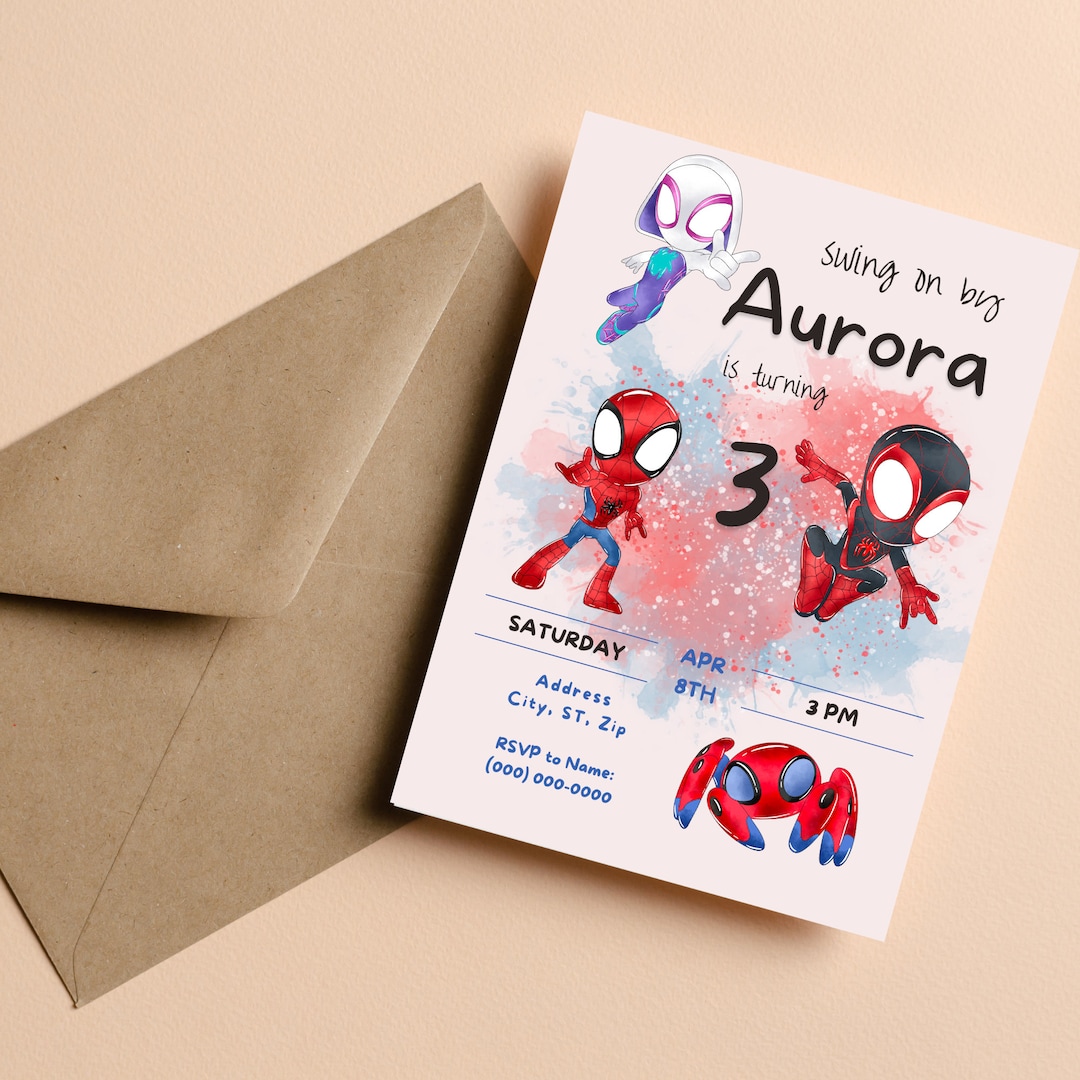 Spidey and His Amazing Friends Editable Birthday Invitation