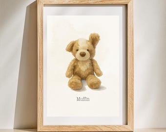 Custom Stuffed Animal Portrait | Watercolor Toy Illustration | Plush Toy Art | Nursery Print | Childhood Keepsake | Personalized Toy Drawing