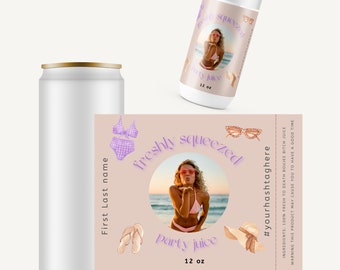 Costal Grandma Bachelorette Skinny Can Label, Theme Party, Customized Seltzer Label, Skinny Can Label/Sticker, Customizable Bride Sticker