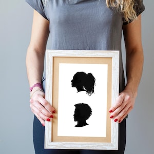 Custom Silhouette Side Profile Portrait - 2 kids, Digital Download,  Gift for Parents, Grandparents, Keepsakes, Family Portraits, Wall Art