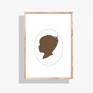 Custom Child Silhouette Portrait - Personalized Wall Art for Keepsakes and Gifts, Vintage Silhouette,  Profile Portrait, Unique Home Decor