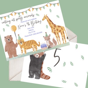 Calling all Party Animals  Birthday Invitation | Zoo Animals Birthday | Safari birthday | Wild Animals Birthday | Custom Birthday Party