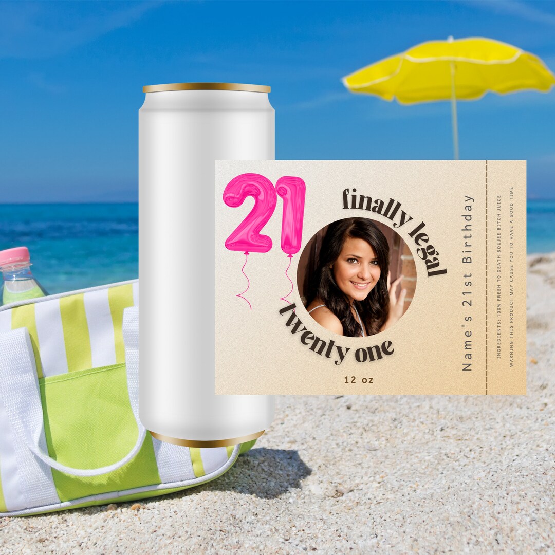 Custom 21st Birthday Skinny Can Stickers - Personalized Party Favors ...
