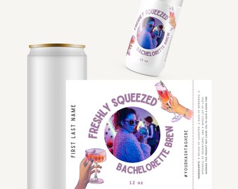Personalized Digital Skinny Can Label for Bachelorette, Cocktail Customized Seltzer Sticker, Skinny Can Label, Customizable Bride Sticker
