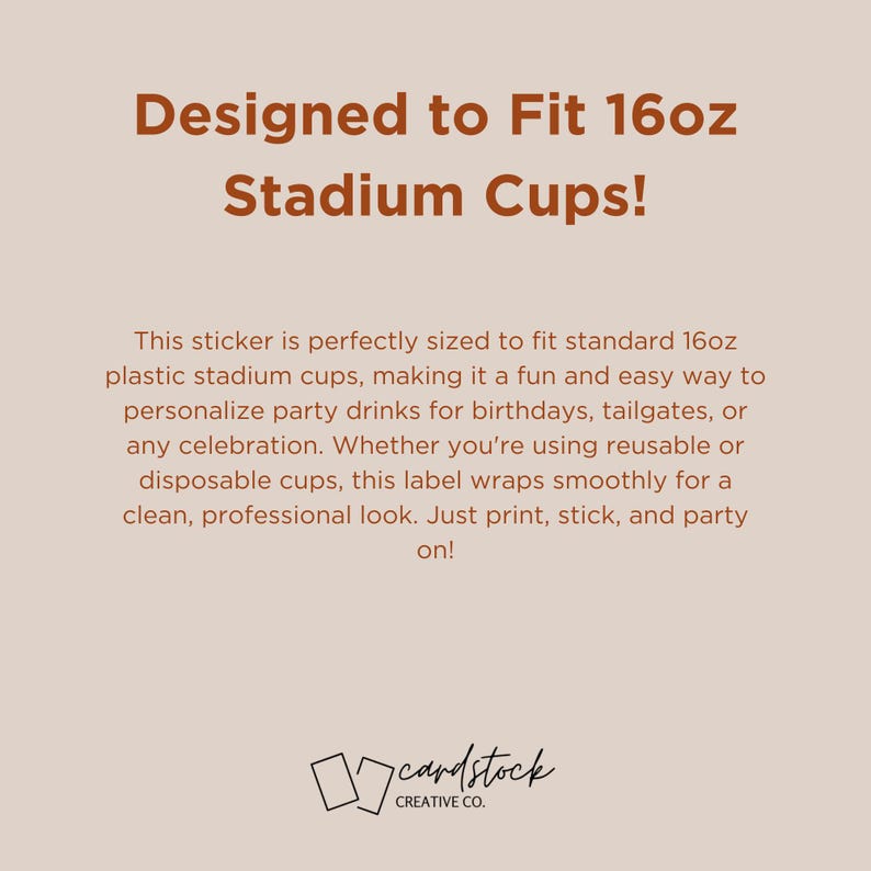 Custom 2.5” Round Stickers for 16oz Stadium Cups – Personalized Labels ...