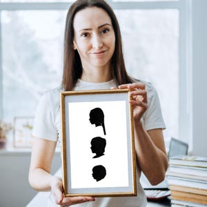 Custom Silhouette Side Profile Portrait - 3 kids, Digital Download,  Gift for Parents, Grandparents, Keepsakes, Family Portraits, Wall Art