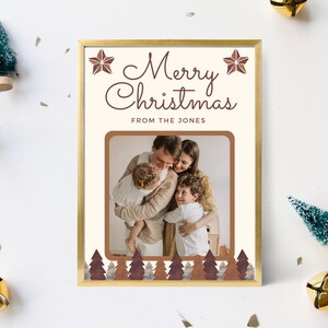 Frohe Weihnachten Single Foto bearbeitbare Feiertagskarte, personalisierte Feiertagskarte mit 1 Foto, digitale frohe Weihnachten E-Karte, anpassbare Karte