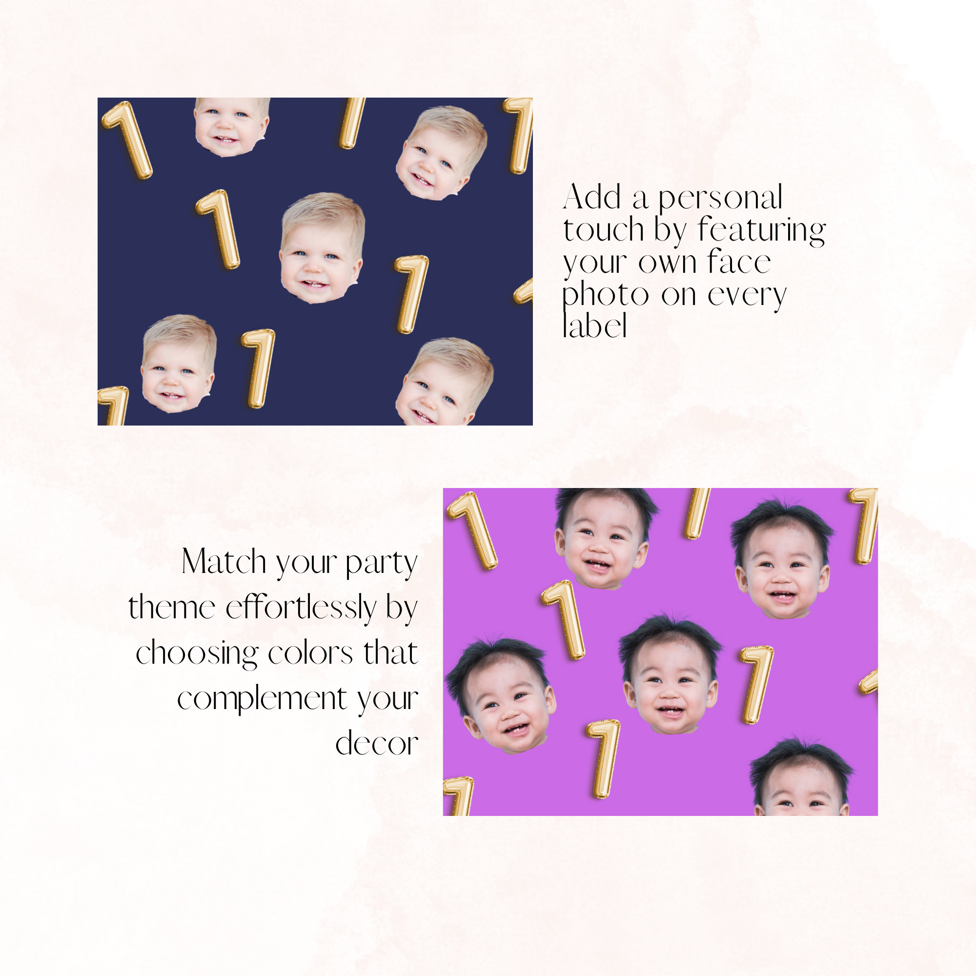 1st Sticker 1st Birthday Skinny Can Stickers With Baby's Face Cutout- Personalized ...
