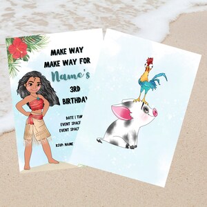 Moana Editable Birthday Invitation Template, Printable or Digital Custom Moana Birthday Invite, Moana Clipart Kids Birthday Invitation