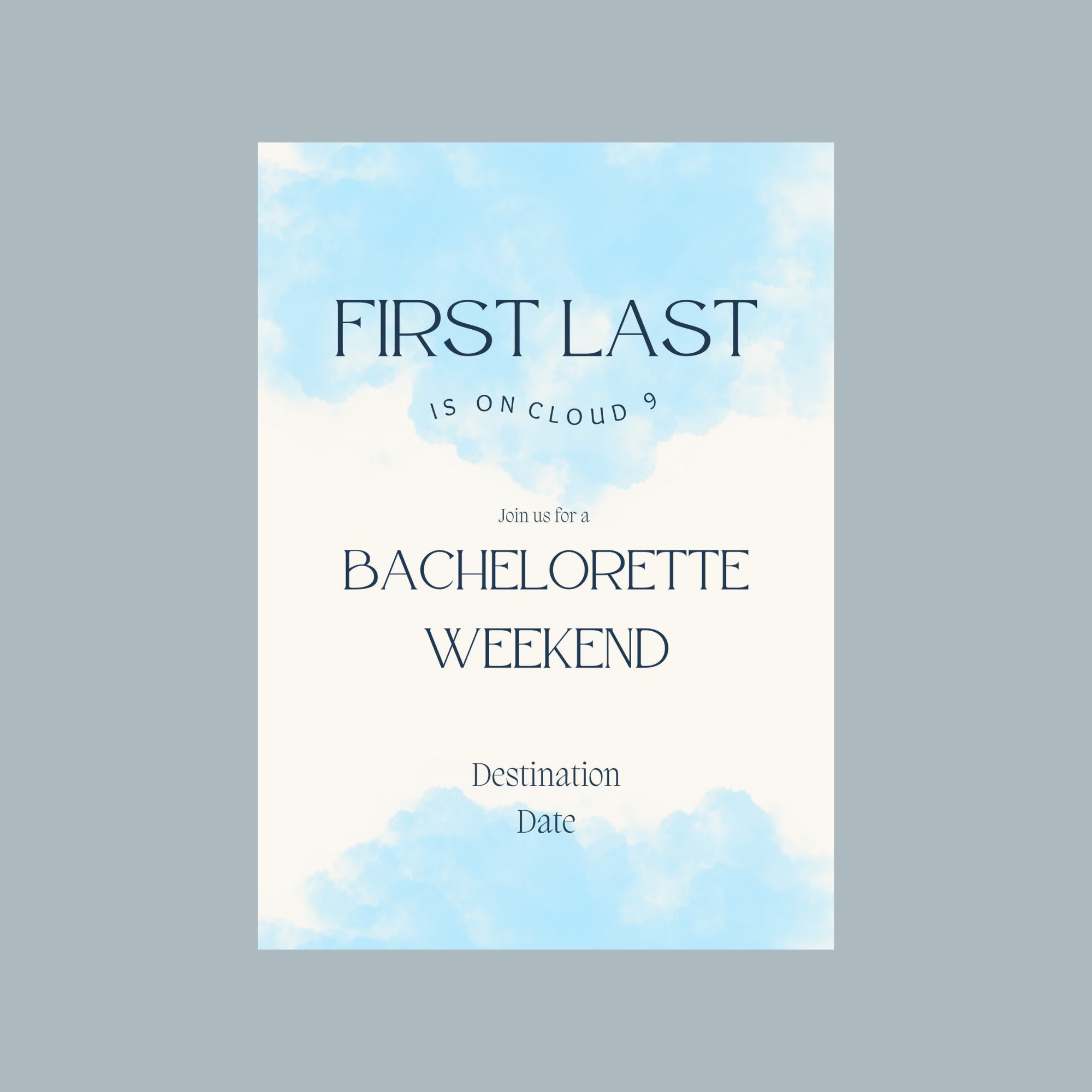 Bride is on Cloud 9 Bachelorette Invite and Itinerary Light - Etsy