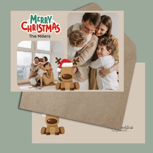 Reindeer Editable Holiday Card, Personalized Holiday Card, Digital Holiday E-card, Customizable Seasonal Card