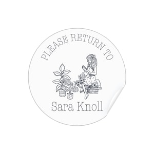 Custom 'Please Return To' Stickers - Personalized Girl Reading with Plants Design for Teachers, Students, and Book Lovers, Book Lover
