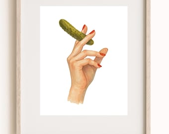 Kitchen Wall Art Pickle Prints,  Funny Pickle Wall Art, Foodie Poster for Eclectic Home Decor, Unique Pickle Gifts, Dorm Room Art