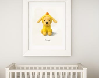 Watercolor Toy Illustration, Custom Stuffed Animal Portrait, Plush Toy Art, Nursery Print,  Childhood Keepsake, Personalized Toy Drawing