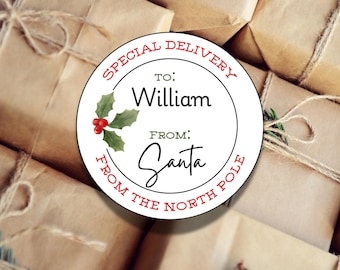Personalisierte Geschenkanhänger für die Feiertage – Individuelle „Vom Weihnachtsmann“-Etiketten – 6er-Set Weihnachtsgeschenkanhänger, individuell bedruckte Geschenkanhänger