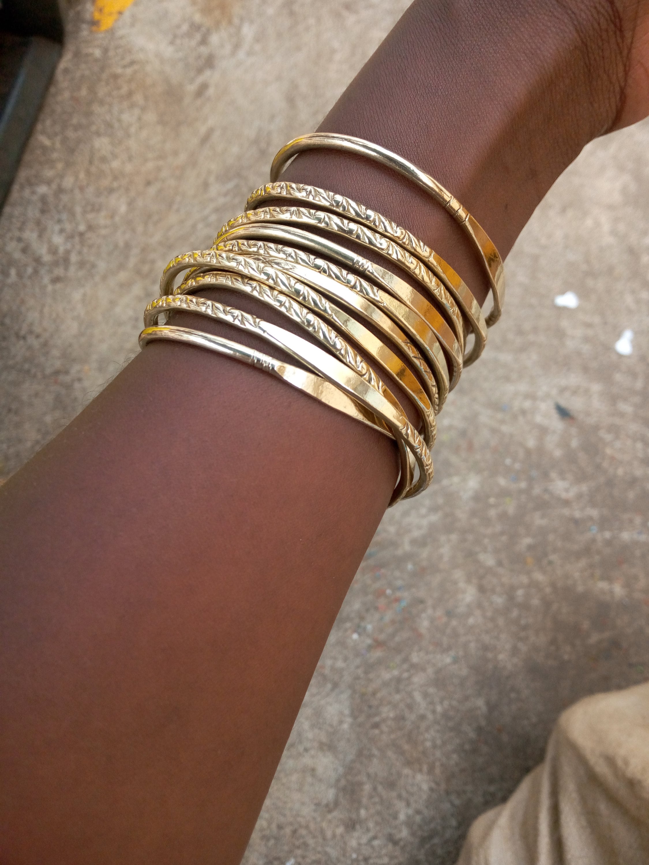 Mutiple Brass Bracelet 10 Bangles For Women Textured And Etsy